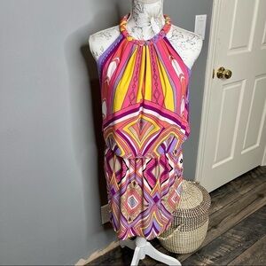 London Times Pastel ColorblocK Boho Preppy Sleeveless Y2K Fit & Flare Dress 2 XS